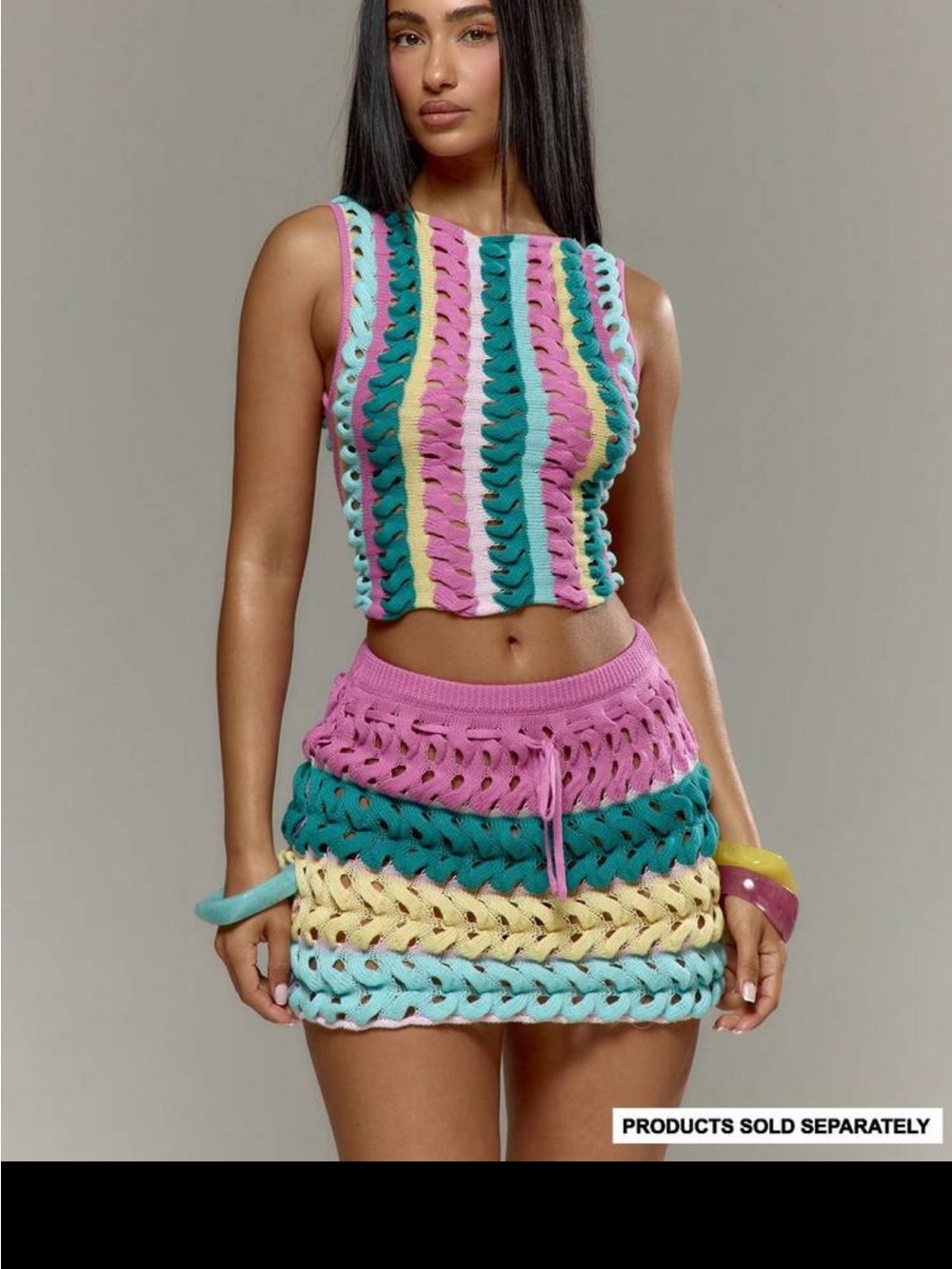 Multicolor Crochet Crop Tank Top - Women's Sleeveless Knit